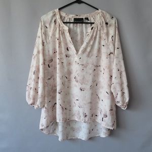 X CYNTHIA ROWLEY V NECK PRINT POLYESTER BLOUSE TOP